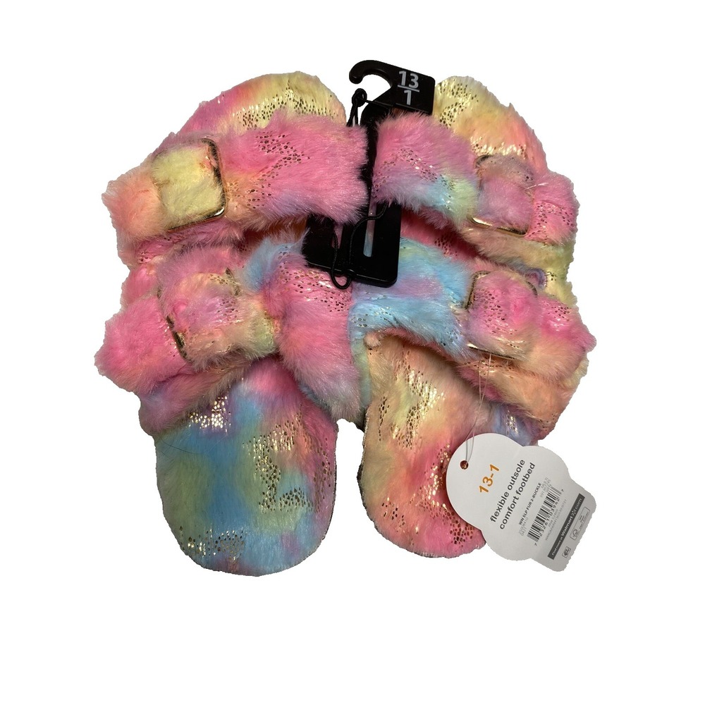 wonder nation girls colorful‎ sandal slippers hard outside sole size 13-1